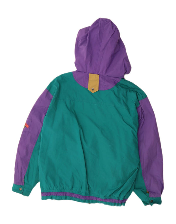 Vintage Mens Hooded Ski Jacket UK 42 XL Green Colourblock