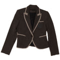 Zara Damen Crop 1 Button Blazer Jacke UK 10 Small Grau Polyester