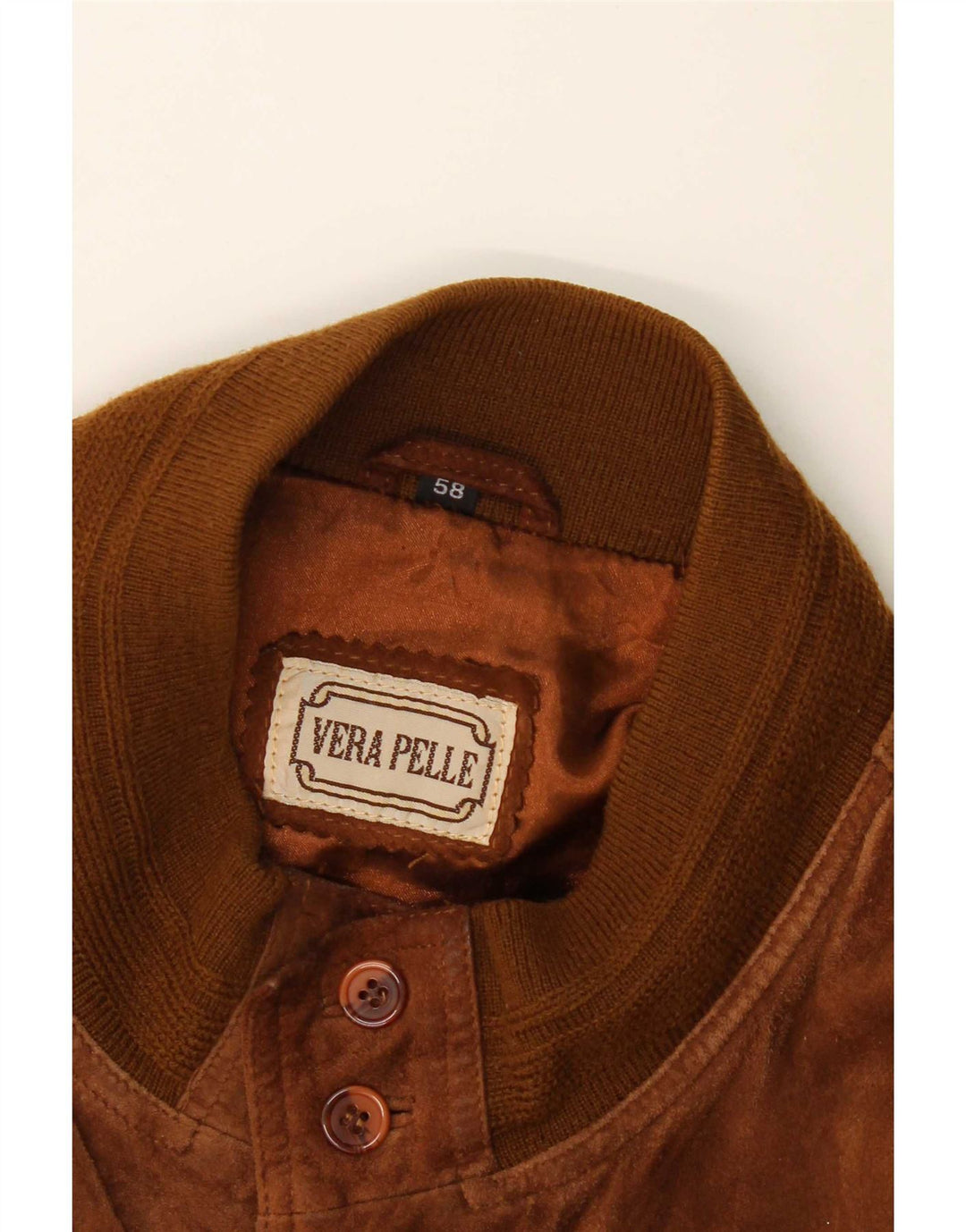 Vintage Mens Bomber Suede Jacket IT 58 4XL Brown Leather