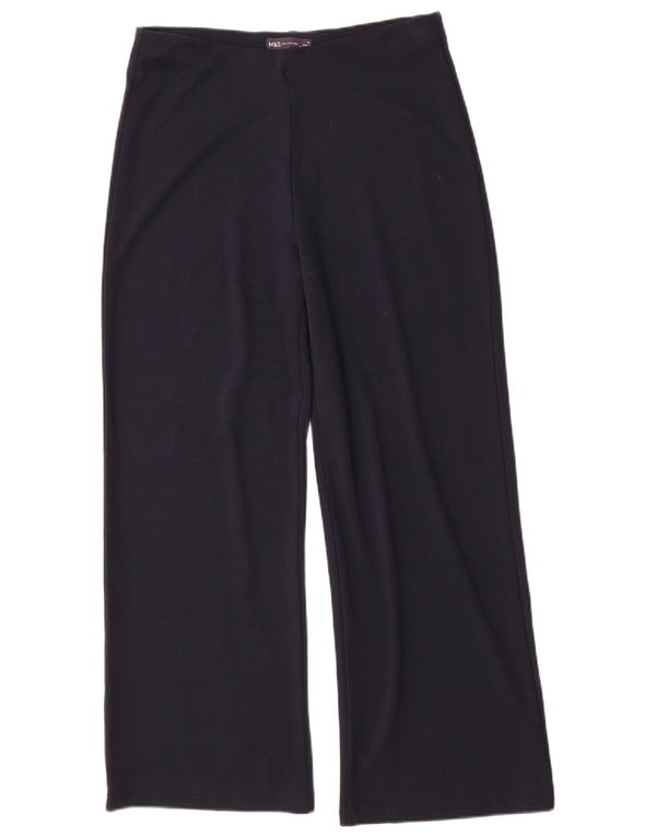Marks & Spencer Womens Casual Trousers UK 14 Large W32 L30 Navy Blue