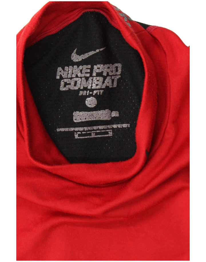 NIKE Boys Dri Fit Top Long Sleeve 10-11 Years Medium Red Colourblock