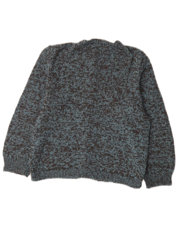 Vintage dame cardigan sweater med 3/4 ærmer UK 12 Medium Blue Flecked