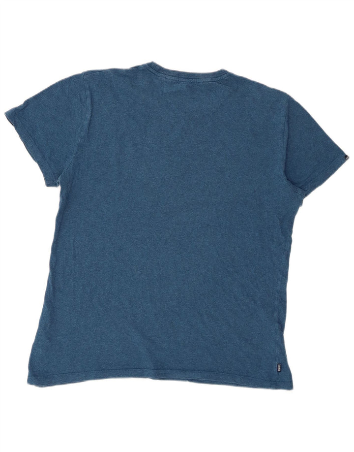 Superdry Mens T-Shirt Top Large Blue Flecked Cotton