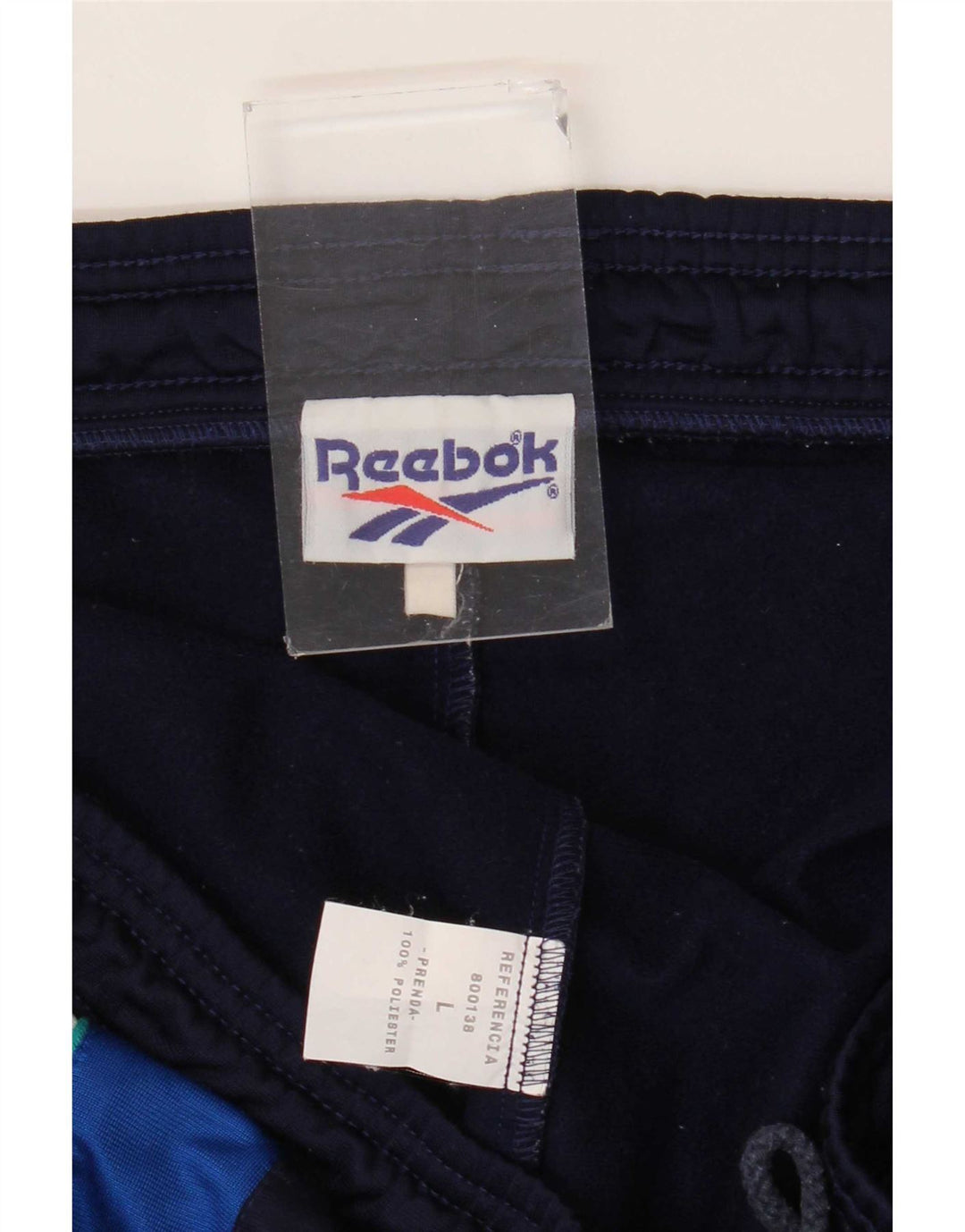 Reebok Mens Tracksuit Trousers Large Navy Blue Colourblock Polyester