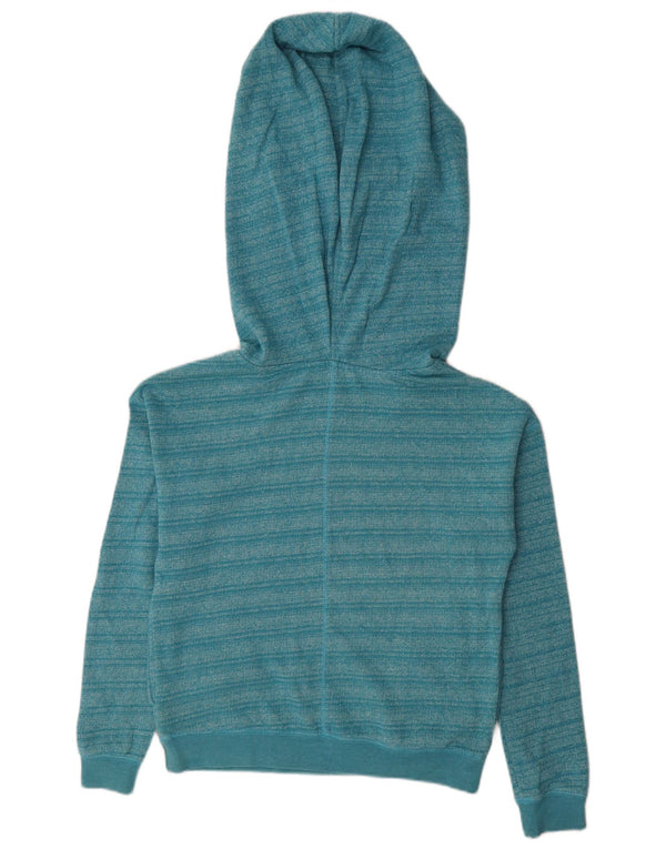Roxy Pull à capuche surdimensionné pour femme UK 6 XS Bleu rayé en coton
