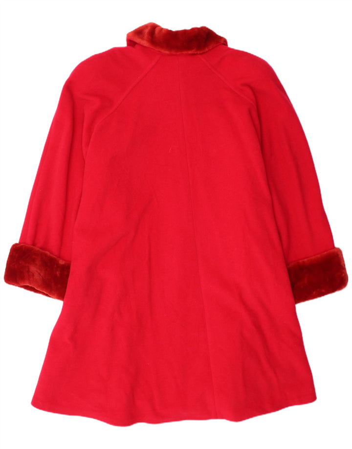 Vintage Womens Overcoat UK 20 2XL Red Virgin Wool