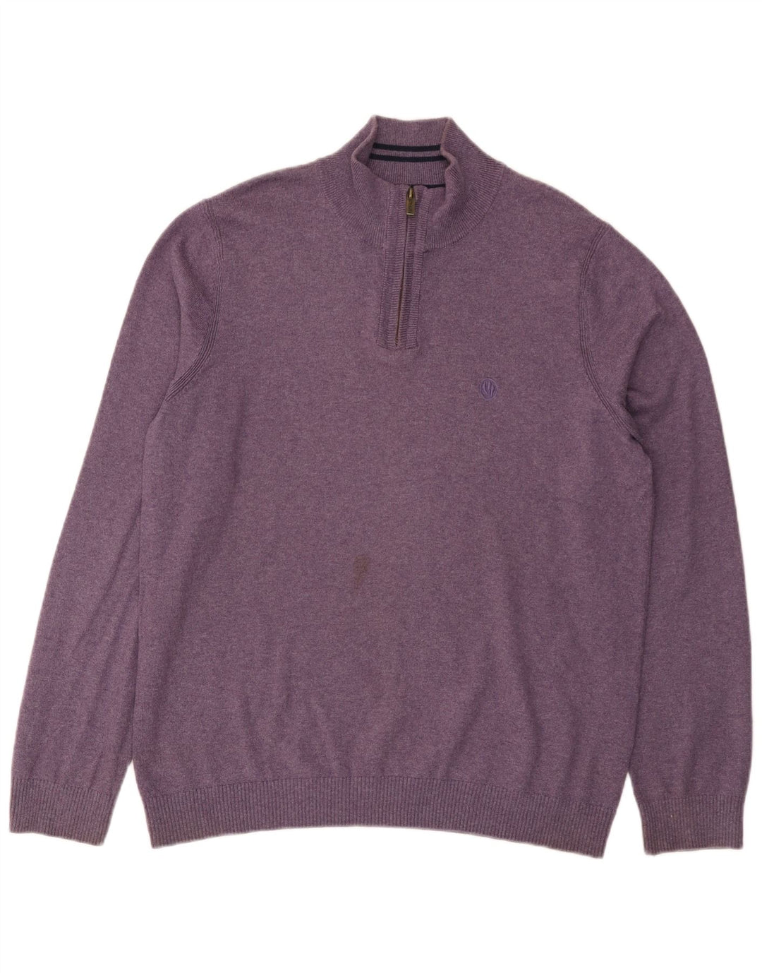 Fat Face Mens Zip Neck Jumper Sweater Large Purple Cotton