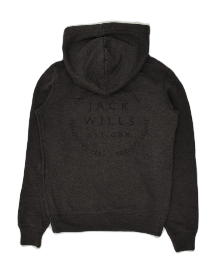 JACK WILLS Womens Graphic Hoodie Jumper UK 6 XS Grey Cotton | Vintage Jack Wills | Thrift | Second-Hand Jack Wills | Used Clothing | Messina Hembry 