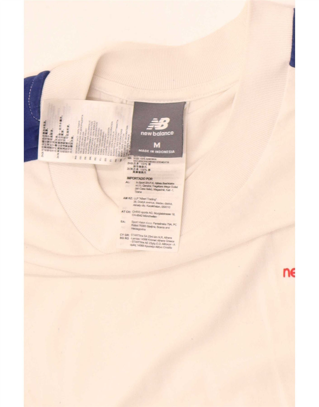 New Balance Mens T-Shirt Top Medium White Colourblock Cotton