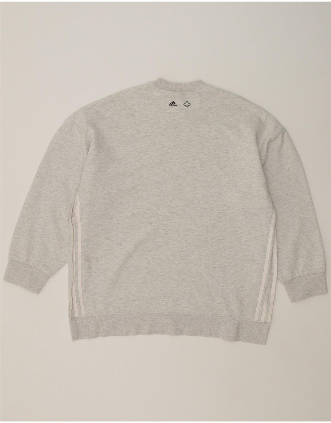 ADIDAS Womens Oversized Sweatshirt Jumper UK 14 Medium Grey Cotton Vintage Adidas and Second-Hand Adidas from Messina Hembry 