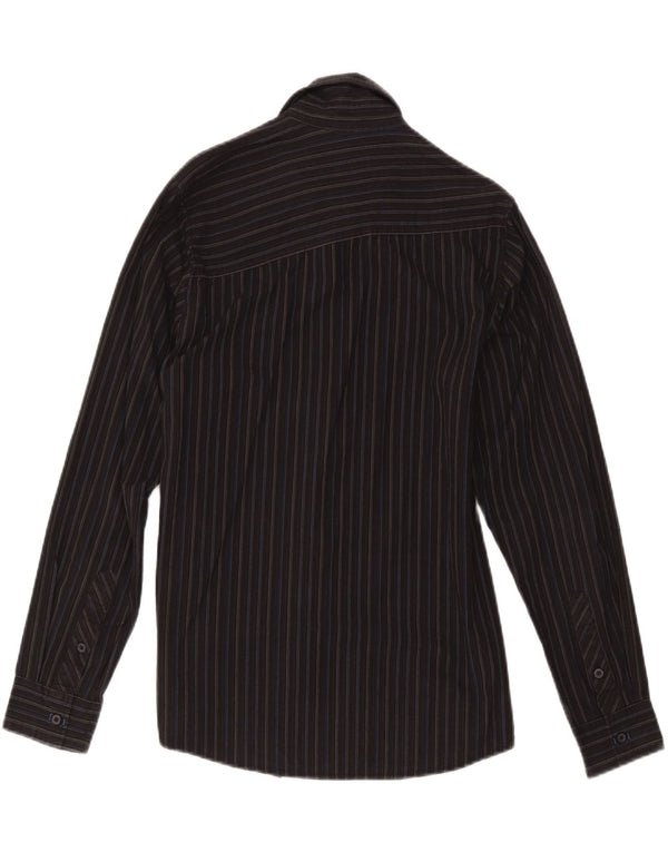 Camicia da uomo Quiksilver in cotone a righe nere medie