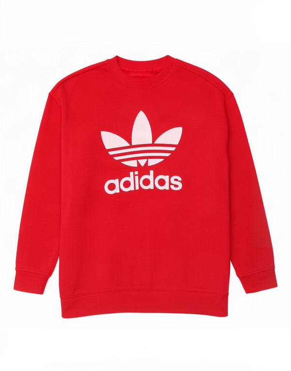 Felpa oversize con grafica Adidas da donna, maglione UK 10, piccolo cotone rosa