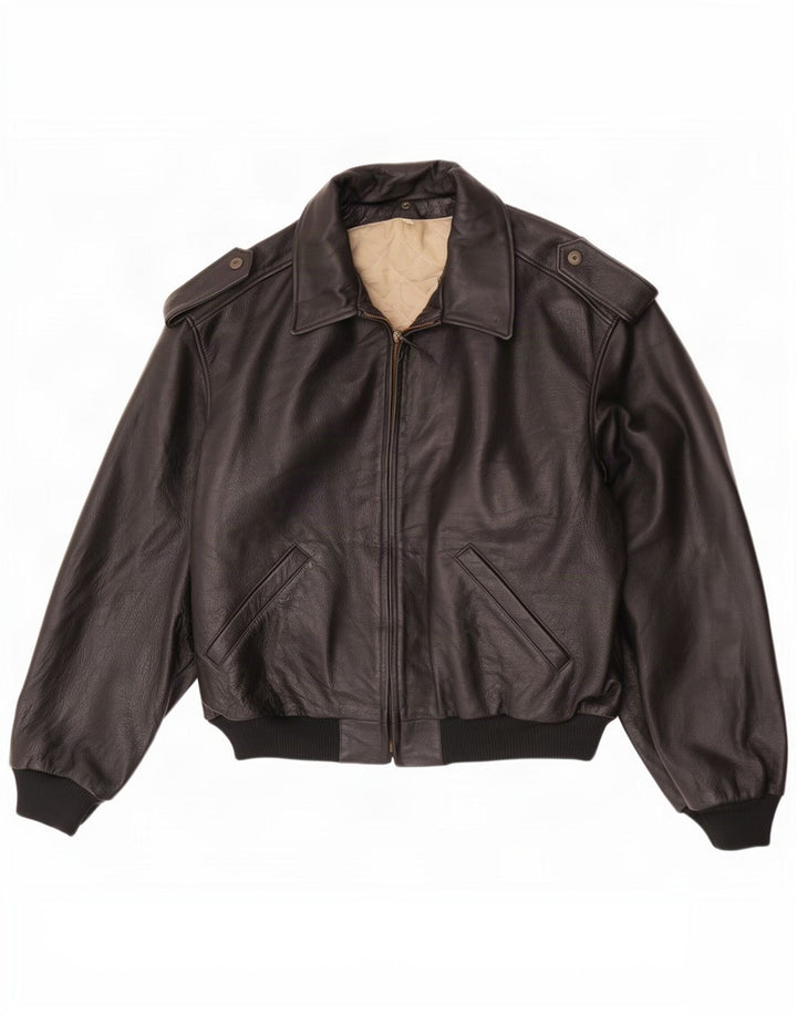Esercito Chaqueta de aviador de cuero para hombre IT 48 Medium Black