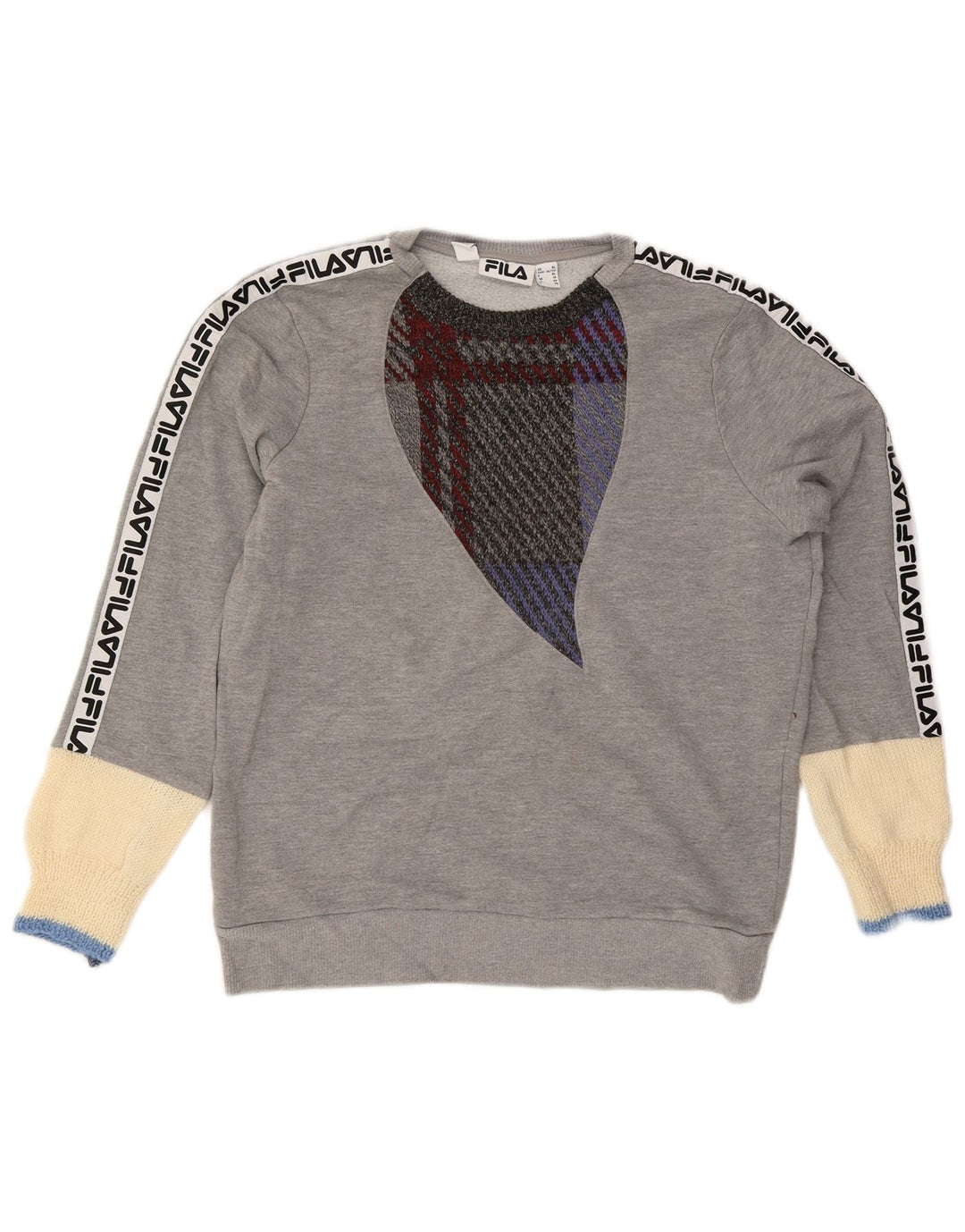 Fila Womens Graphic Sweatshirt Jumper UK 16 Large Grey Colourblock