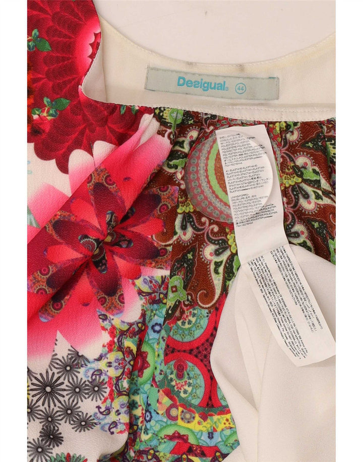 Desigual Womens Sleeveless Tunic Top EU 44 XL White Floral Polyester