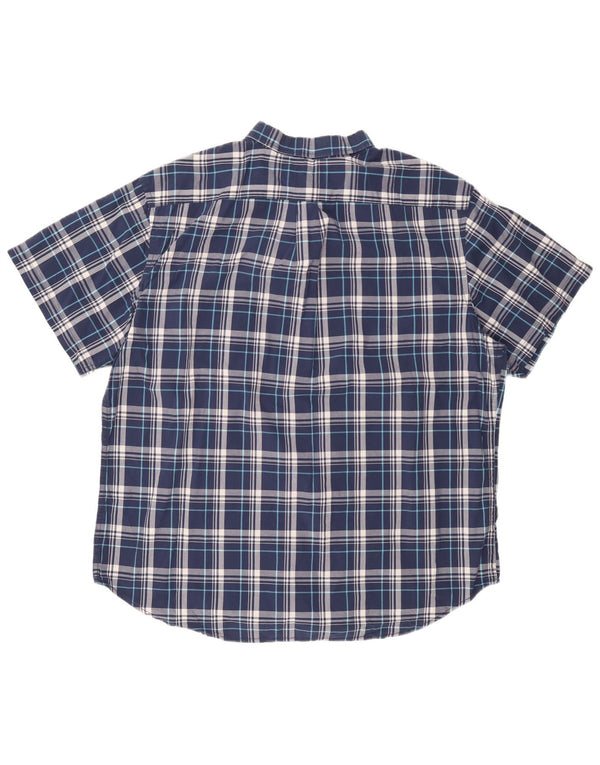 Camicia slim fit a maniche corte da uomo Old Navy 2XL in cotone a quadri blu navy