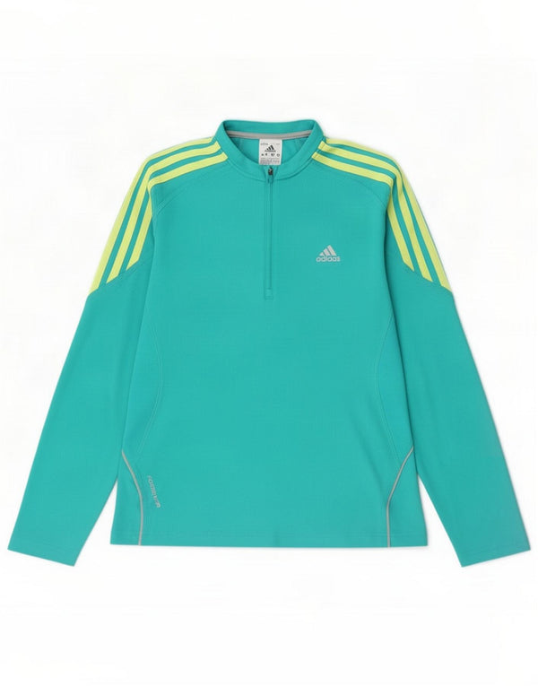Adidas Top da tuta pullover con zip e collo da donna UK 14 Medium Turquoise