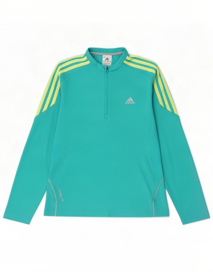 Adidas Top da tuta pullover con zip e collo da donna UK 14 Medium Turquoise