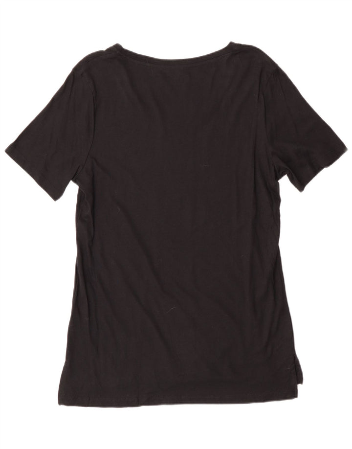 Eddie Bauer Womens T-Shirt Top UK 12 Medium Black Cotton
