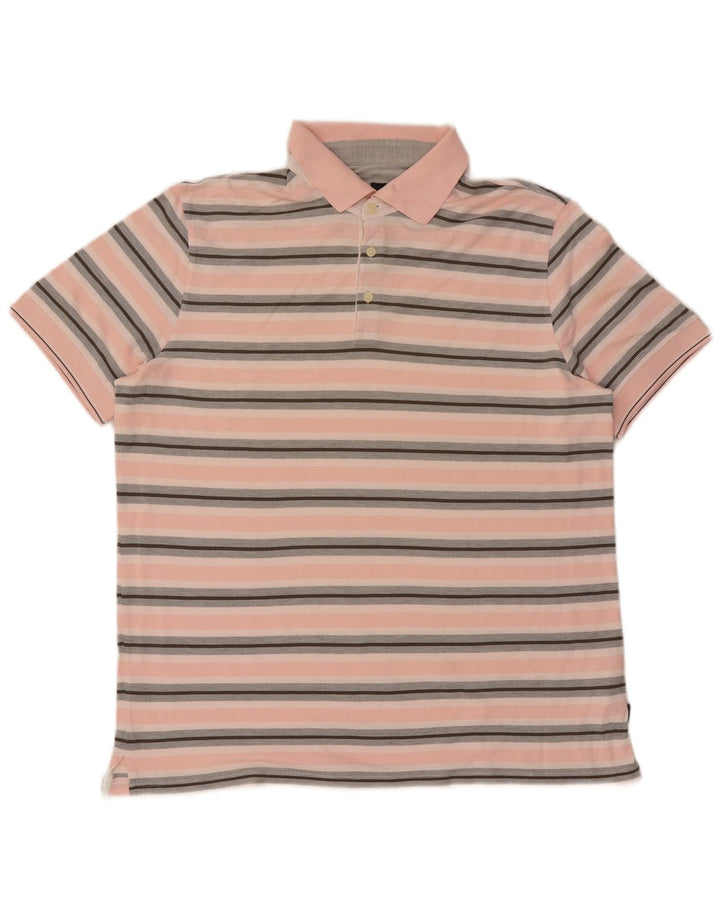 Hugo Boss Mens Polo Shirt 2XL Pink Striped