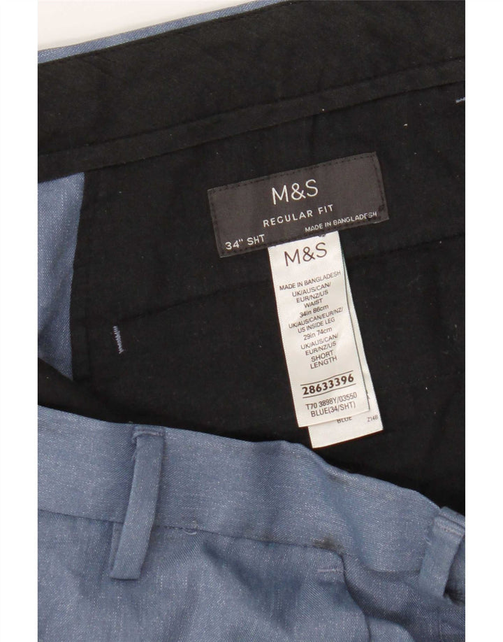 Pantaloni chino pentru bărbați Marks & Spencer, cu ajustare normală, L34 L29, poliester albastru