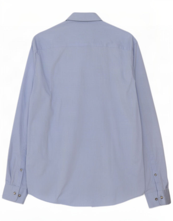 Cămașă Calvin Klein pentru bărbați, cu tăiere obișnuită, mărimea 15 1/2 Medium Blue Herringbone