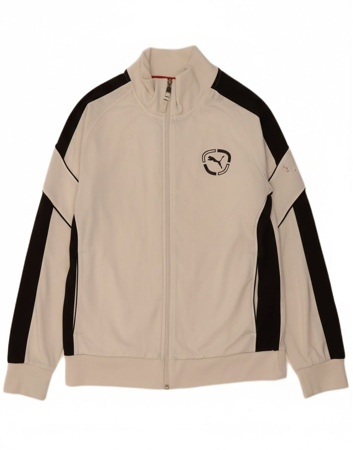 PUMA Mens Graphic Tracksuit Top Jacket Medium White Colourblock Polyester
