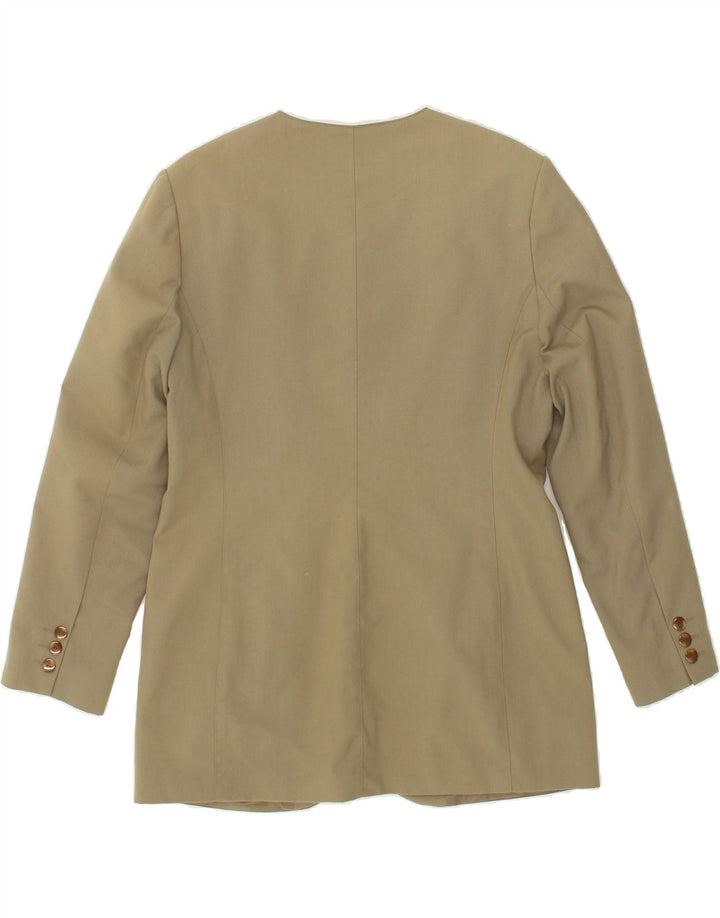 VINTAGE Womens 6 Button Blazer Jacket UK 14 Large Khaki Polyester Vintage Vintage and Second-Hand Vintage from Messina Hembry 