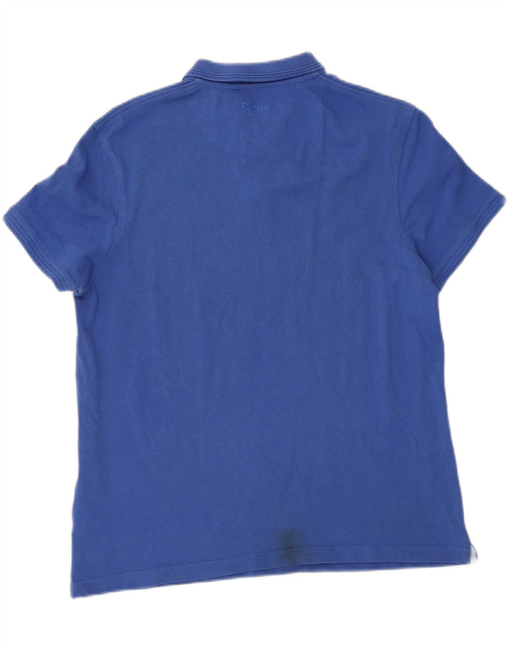 REFRIGUE Mens Polo Shirt Large Blue Cotton Vintage Refrigue and Second-Hand Refrigue from Messina Hembry 