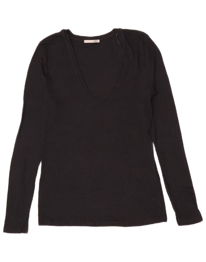 Zara Damen Top Langarm UK 14 Large Schwarz Modal