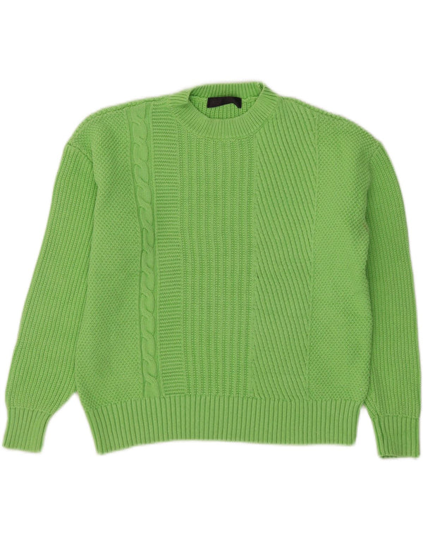 Marks & Spencer Dame Crop Crew Neck Jumper Sweater UK 14 Medium Green