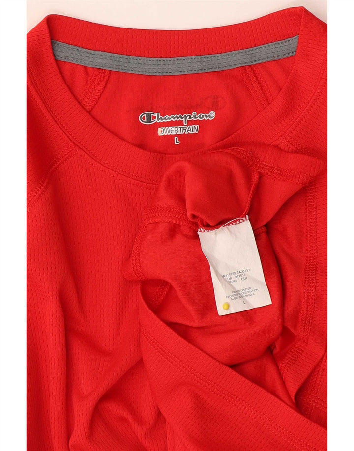 Champion Mens T-Shirt Top Large Red Polyester