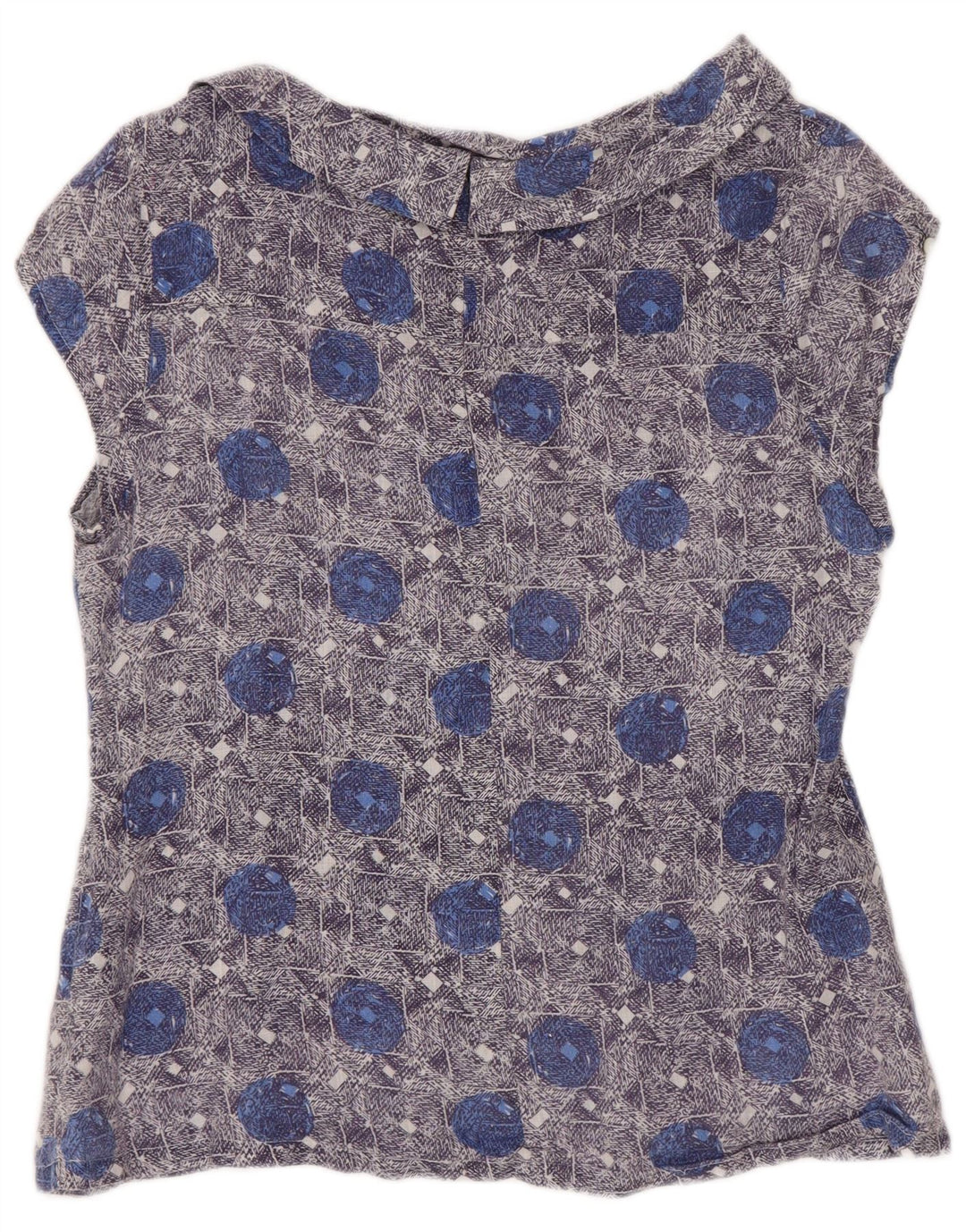 White Stuff Damebluse Top UK 10 Small Blue Floral Linen