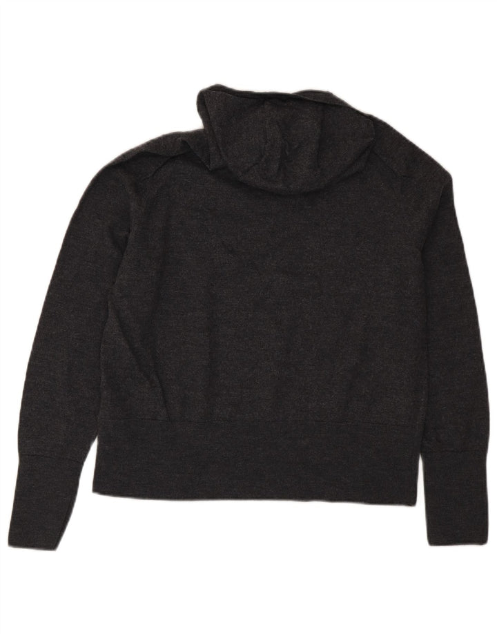 Cos Womens Crop Hooded Jumper Sweater UK 14 Medium Grey Wool