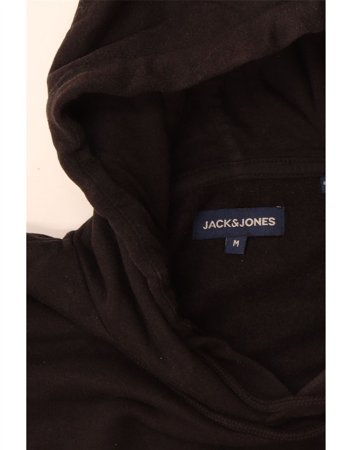 Jack & Jones Mens Graphic Hoodie Jumper Medium Black Cotton