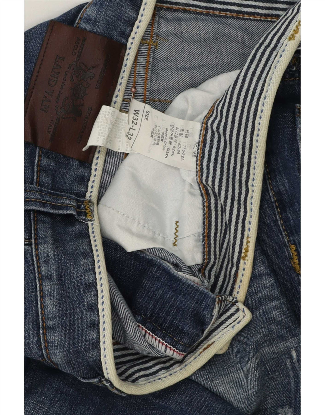 Męskie spodenki jeansowe w stylu vintage, w trudnej sytuacji W32, średnia niebieska bawełna