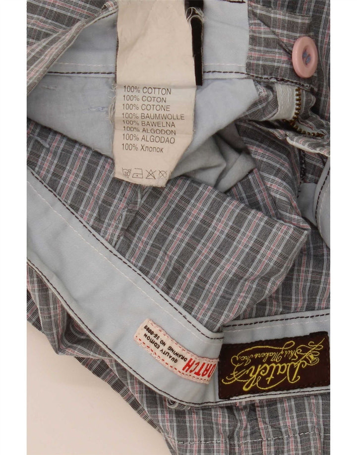 Datch Mens Chino Shorts W28 Small Grey Check Cotton