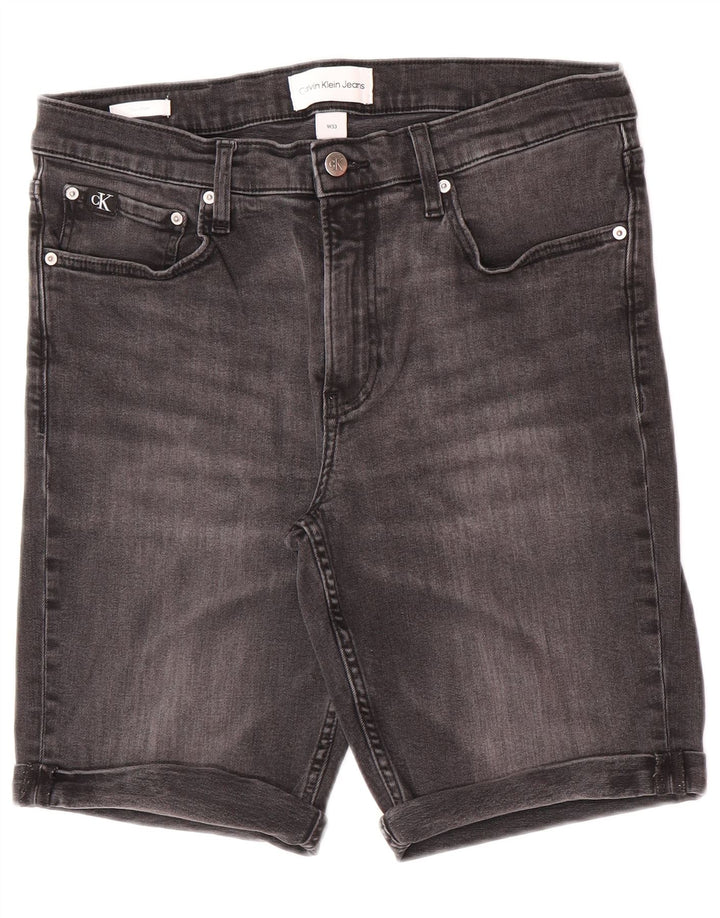 Calvin Klein Herren Slim Denim Shorts W33 Mittelgraue Baumwolle