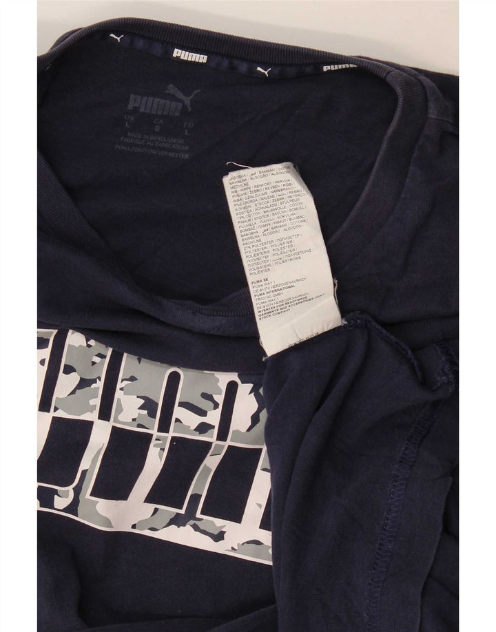 Puma Mens Graphic T-Shirt Top Large Navy Blue Cotton
