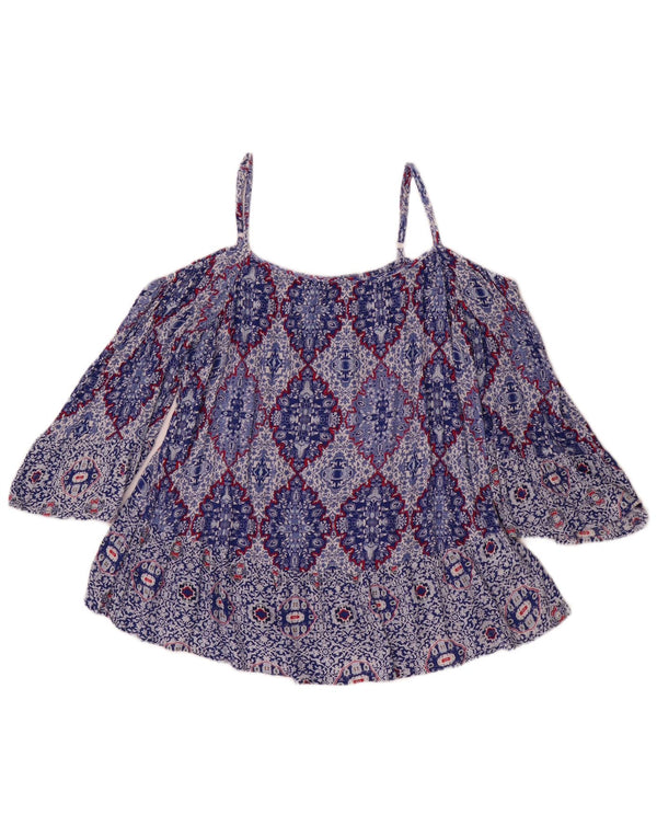 Marks & Spencer Top Indigo con hombros descubiertos para mujer UK 44 Grande Azul Floral