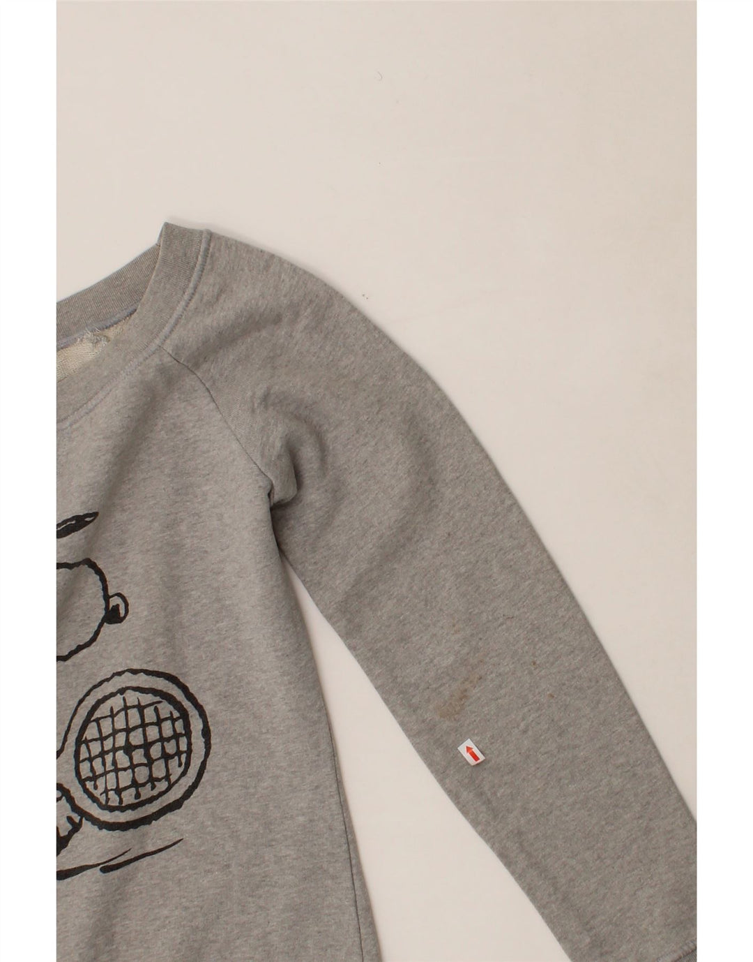 BENETTON Womens Graphic Sweatshirt Jumper UK 12 Medium Grey Cotton Vintage Benetton and Second-Hand Benetton from Messina Hembry 