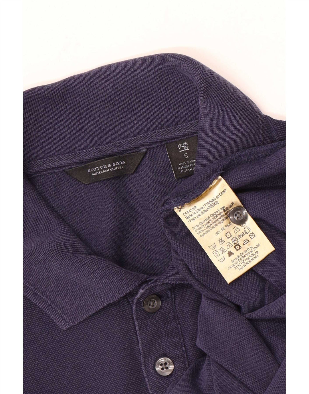 Scotch & Soda Mens Polo Shirt Small Navy Blue Cotton