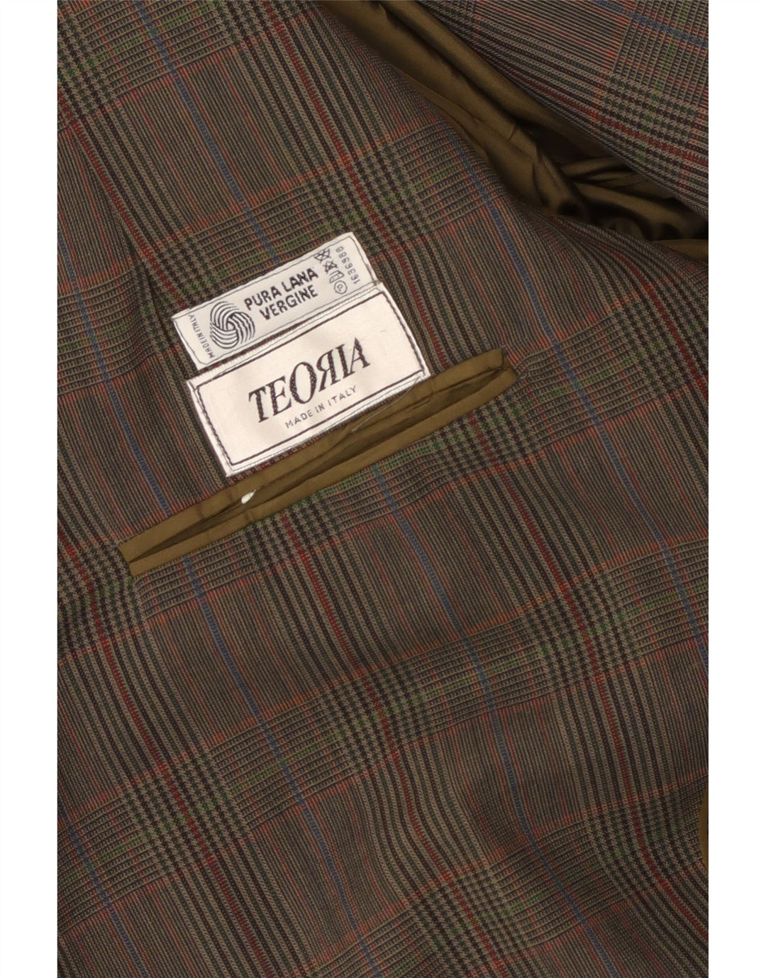 Vintage Mens 2 Button Blazer Jacket UK 40 Large Brown Plaid Virgin Wool