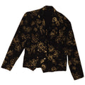 Jaqueta blazer feminina VINTAGE com peito duplo UE 36 pequena floral preta