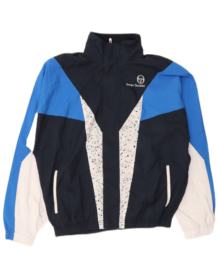 Sergio Tacchini Mens Tracksuit Top Jacket Medium Navy Blue Colourblock