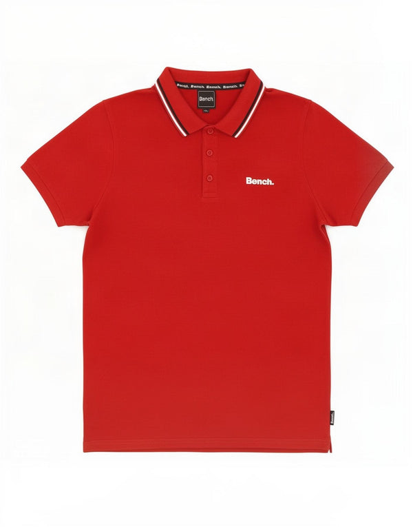 Bench Mens Polo Shirt Medium Red Striped Cotton