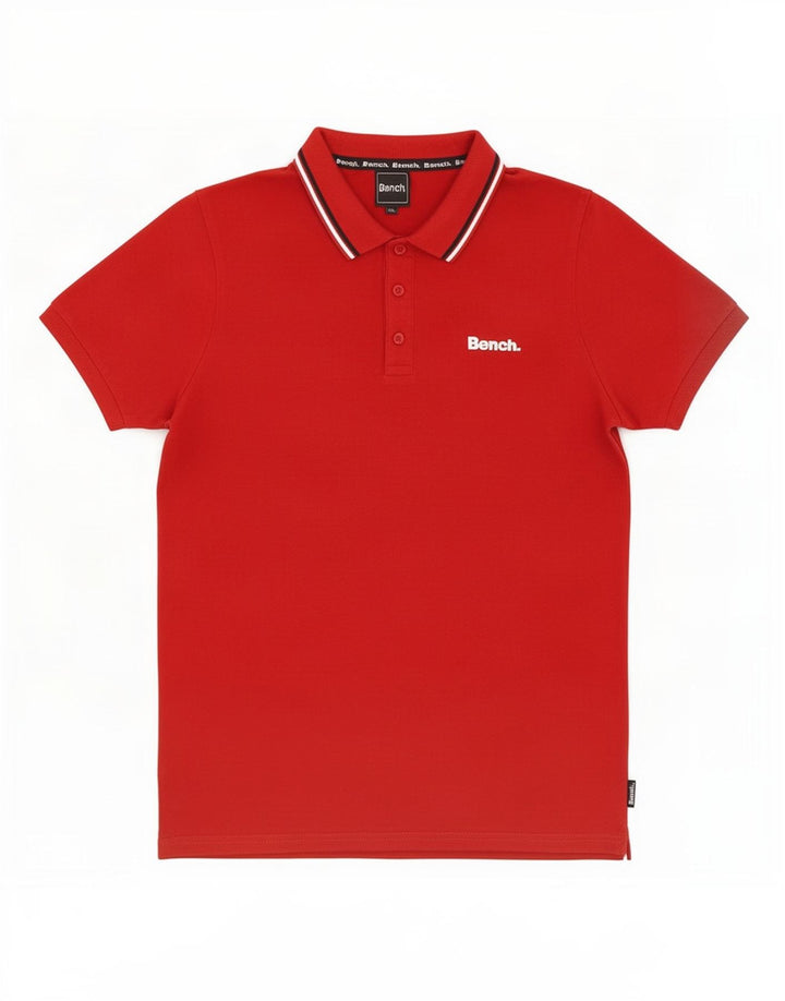 Bench Mens Polo Shirt Medium Red Striped Cotton