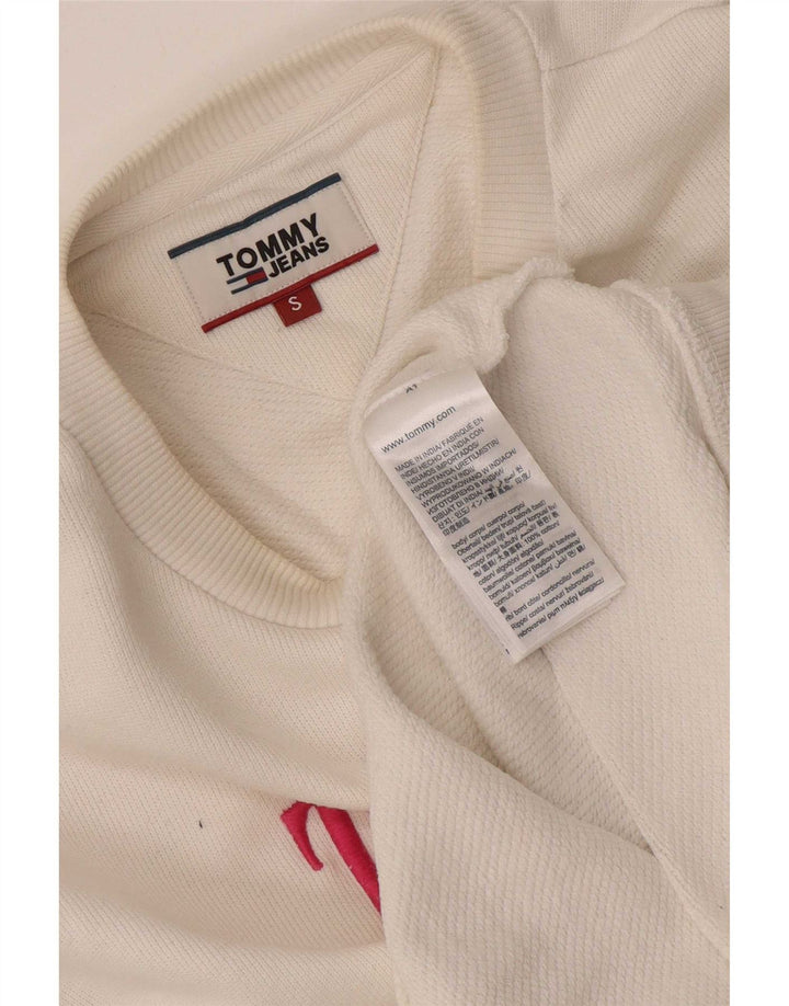 Tommy Hilfiger Womens Graphic Oversized Sweatshirt Jumper UK 10 Small White