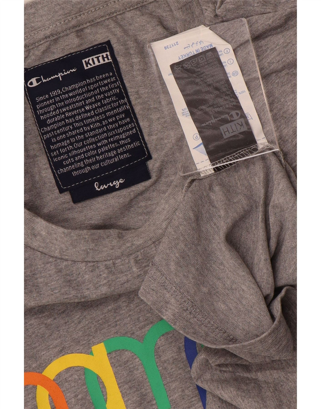 Champion Mens Graphic T-Shirt Top Large Grey Cotton