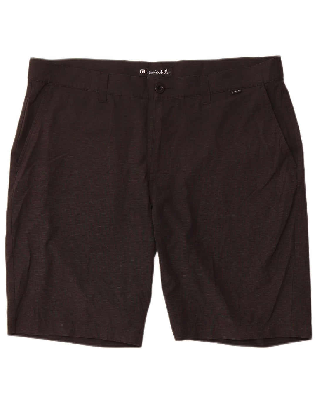 Travis Mathew Mens Chino Shorts W38 XL Black Pinstripe Polyester
